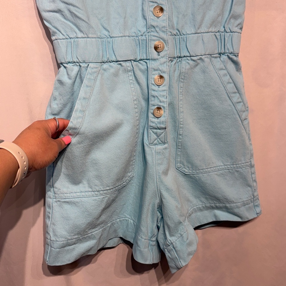 Show Me Your Mumu Cannon Romper Spring Blue Denim Size Small - Picture 7 of 13